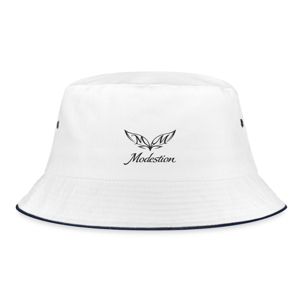 Bucket Hat - white/navy