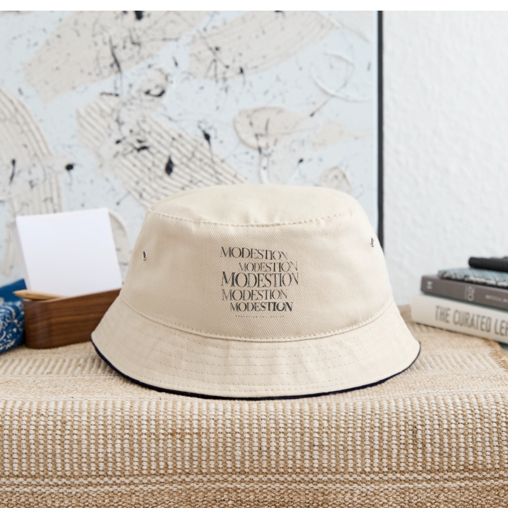 Bucket Hat - ecru/navy