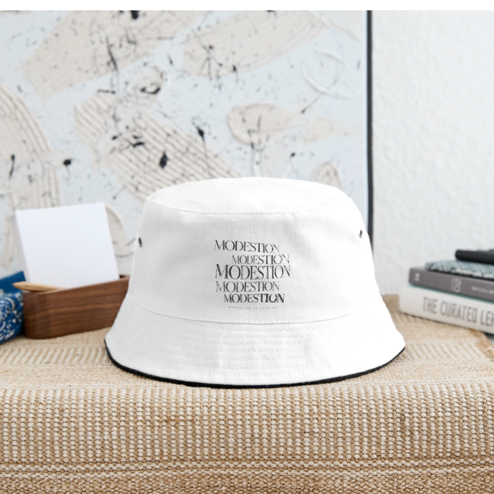 Bucket Hat - white/navy